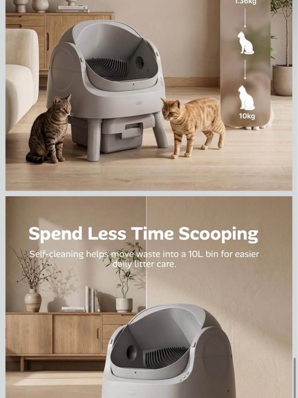 Automatic Self-Cleaning Cat Litter Box – Gray
